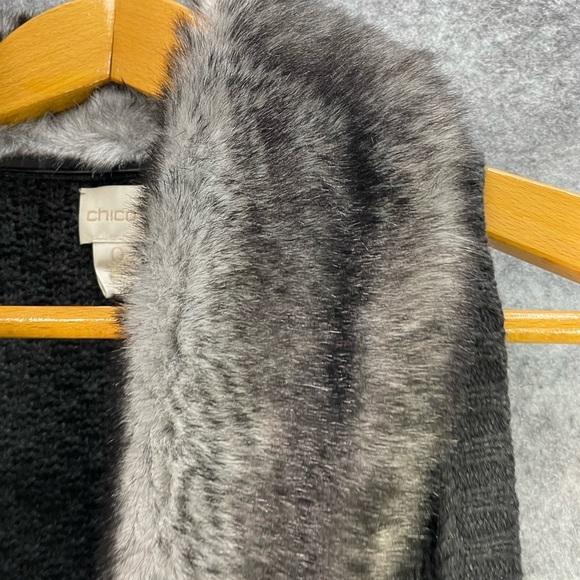 Chicos Women’s Arya Faux Fur Sweater Vest Size Small 4 (0) Knit Sleeveless Woven - Picture 3 of 10